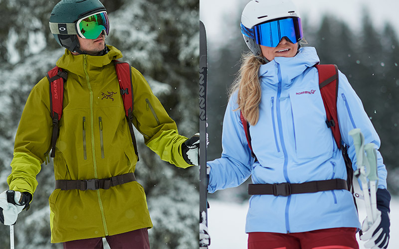 two skiers in ski jackets